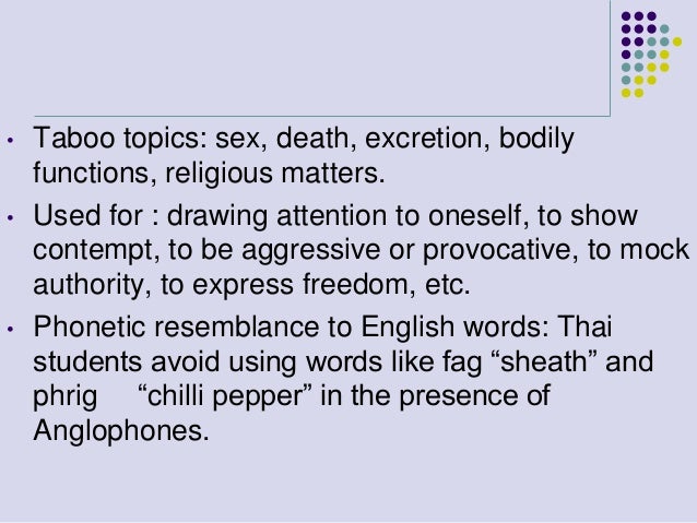 Euphemism for sex taboo words